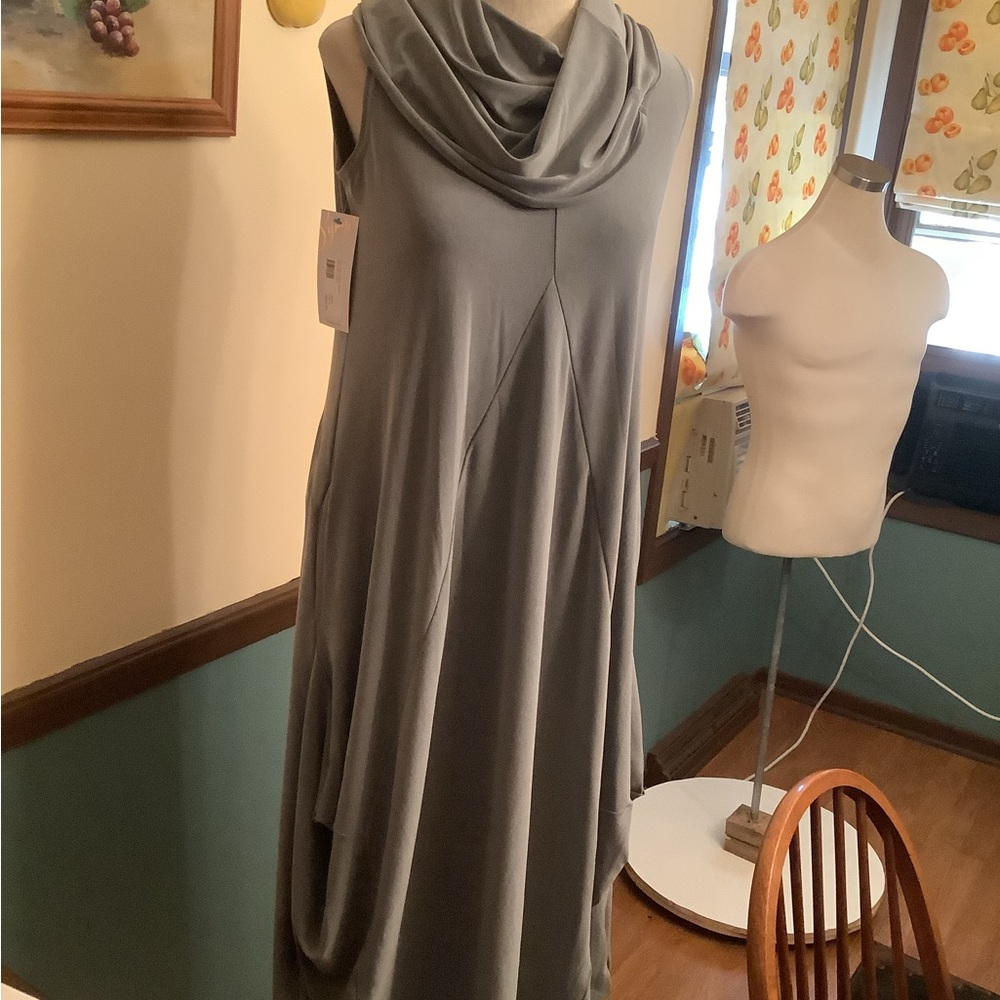 Sympli Cowl Neck Sleeveless Dream Dress 4 Silver NWT